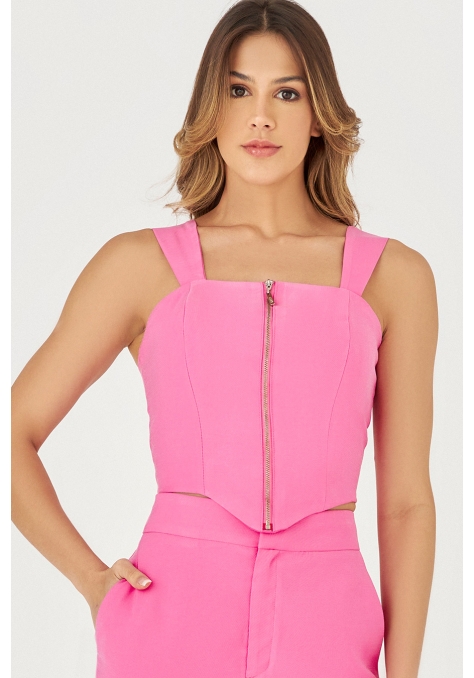 Cropped Deep Corset com Zíper - Flower Road