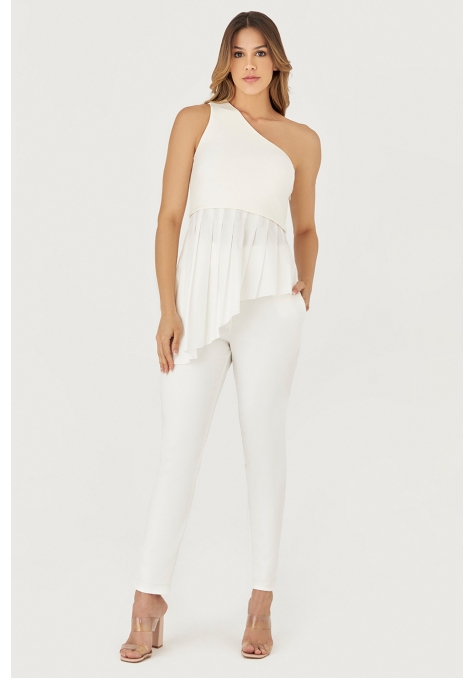 Blusa Deep de Malha com Detalhe de Pregas - Flower Road