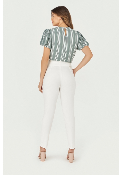 Blusa Deep Manga Balonê com Detalhe Bordado - Flower Road