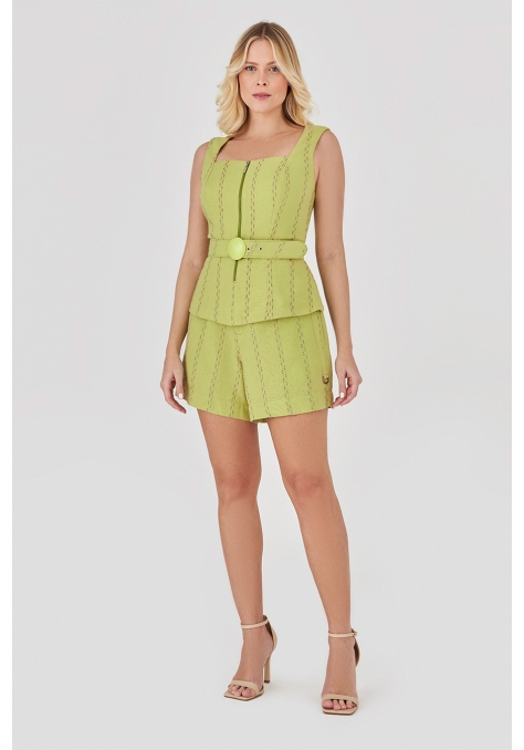 Blusa Deep Peplum com Detalhe Cinto - Golden Hour