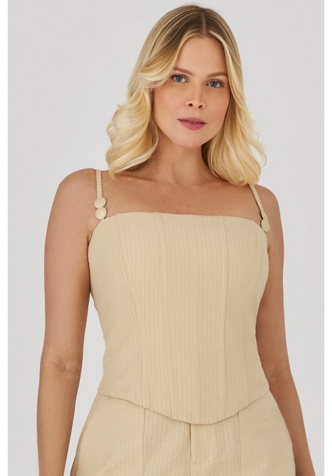 Cropped Deep Corset com Detalhe Fivela Alça - Golden Hour