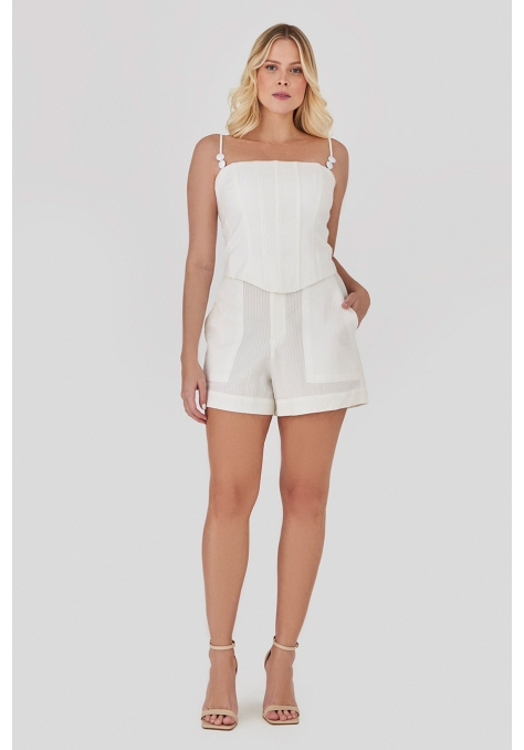 Cropped Deep Corset com Detalhe Fivela Alça - Golden Hour