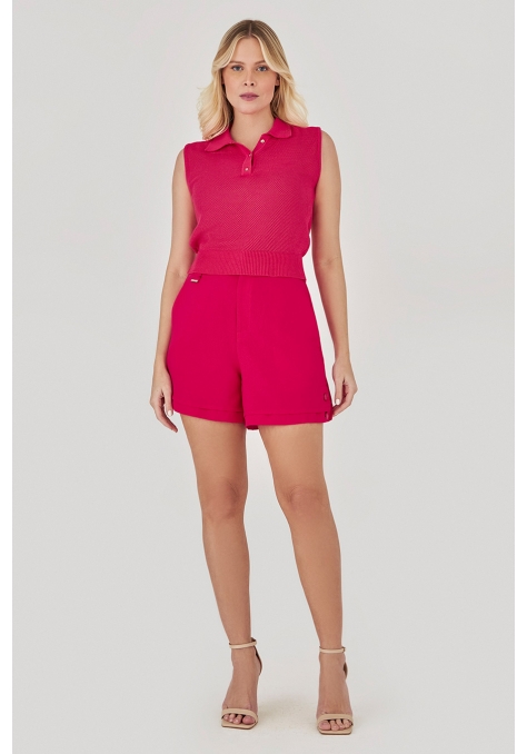 Short Deep Alfaiataria com Detalhe Metal - Golden Hour