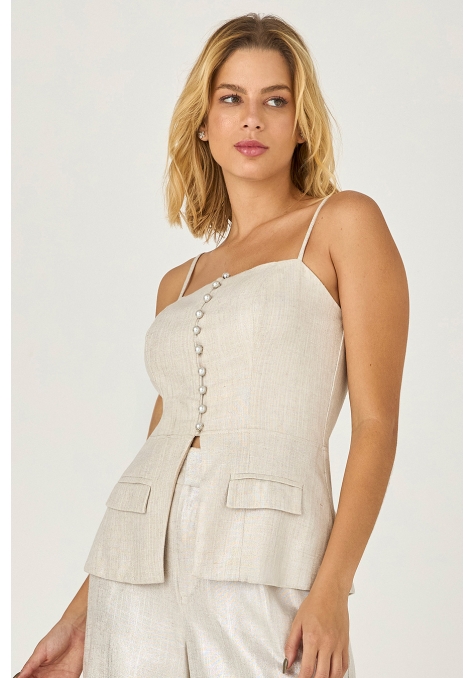Blusa Alongada DEEP Botão Pérola - Essência