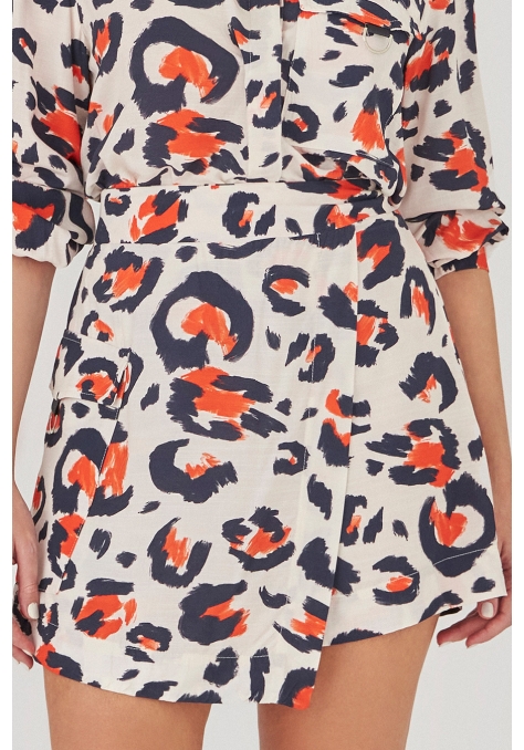Short Saia Deep Estampado com Detalhe Bolso - Golden Hour