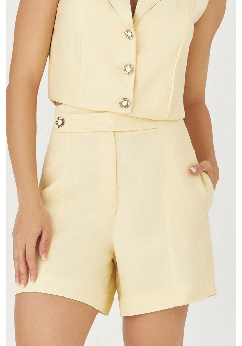 Short Deep Alfaiataria com Detalhe Botão - Flower Road