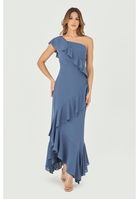 Vestido Deep com Detalhe Babados - Flower Road