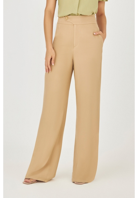 Calça Deep Pantalona com Botão - Flower Road