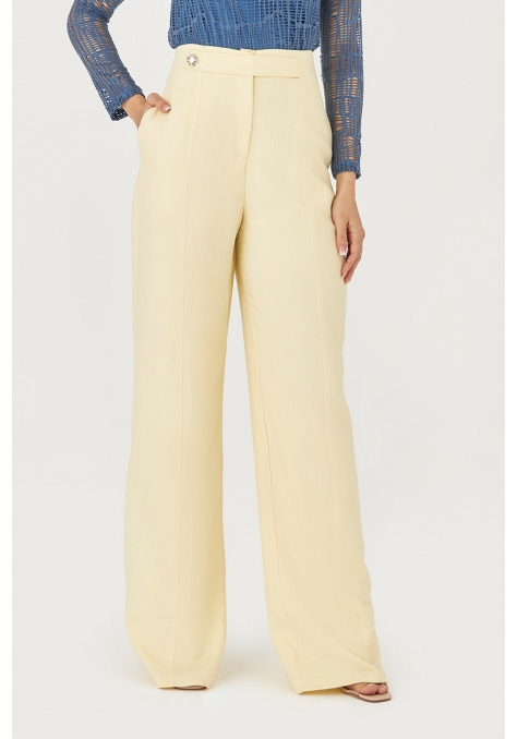 Calça Deep Pantalona com Detalhe Botão - Flower Road