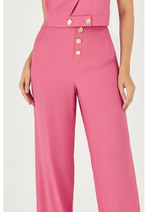 Calça Pantalona Deep Detalhe Botões Orgânico - Le Jardin