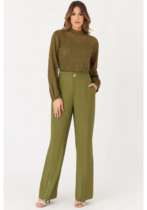 Calça Deep Detalhe Zíper Perna Feminino - Spotlight