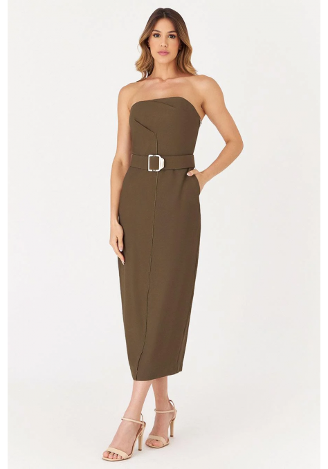 Vestido Deep Midi com Recort Feminino - Spotlight