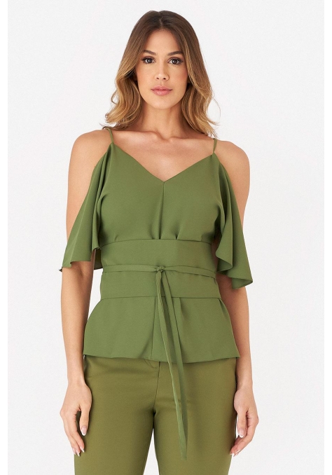 Blusa Deep Detalhe Mangas e Cinto Feminino - Spotlight