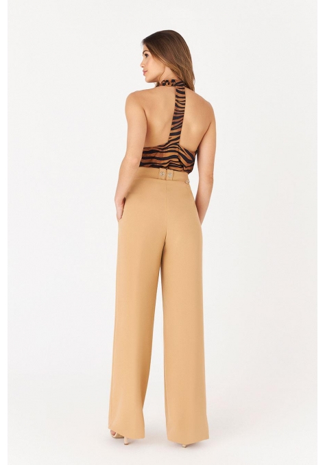 Calça Deep Pantalona com Zíper Detalhe Botão Feminino - Spotlight