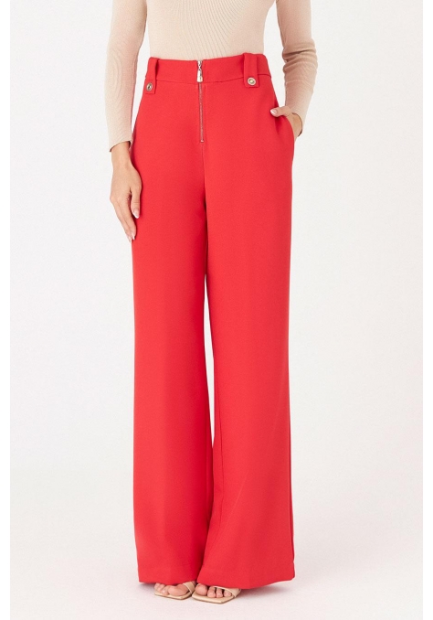 Calça Deep Pantalona com Zíper Detalhe Botão Feminino - Spotlight