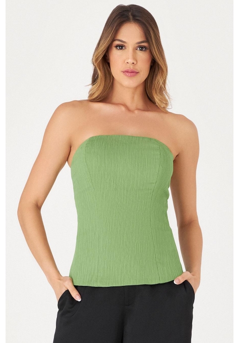 Cropped Deep Corset com Recortes Feminino - Spotlight
