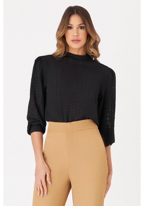 Blusa Deep Textura Poá com Manga Feminino - Spotlight