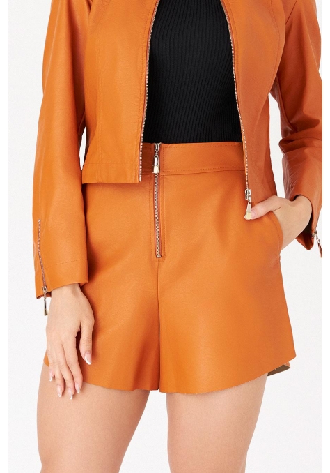 Short de Couro Deep com Zíper Frente Feminino - Spotlight