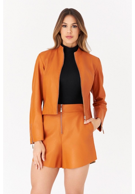 Bomber Deep de Couro com Detalhe Zíper Feminino - Spotlight