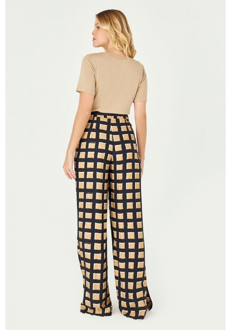 Calça Deep Estampada Pantalona com Fenda Feminino - Bright