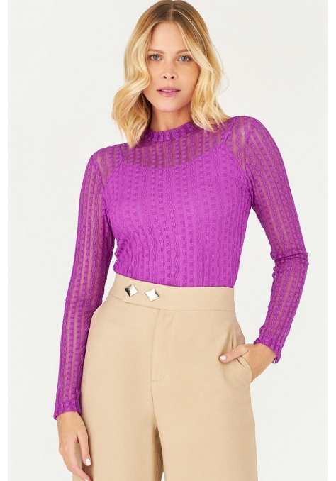 Camisa Deep Manga Longa de Renda Feminino - Bright