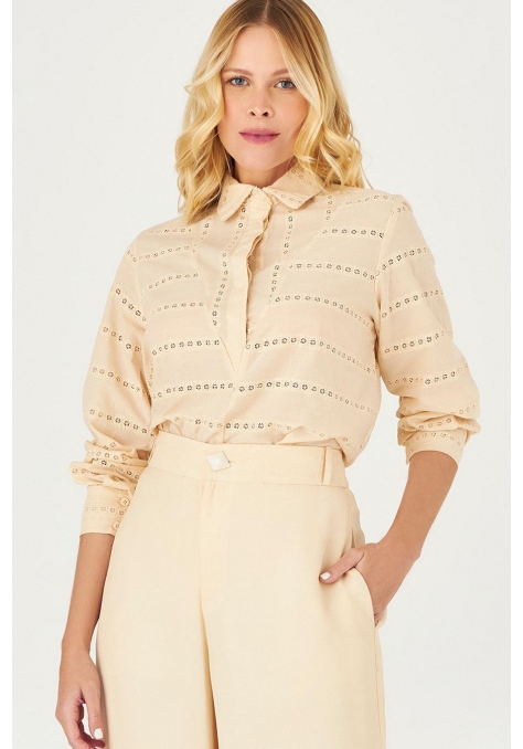Blusa Deep com Manga Detalhe Bordados Feminino - Bright