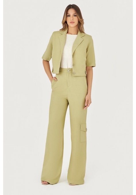 Calça Deep Pantalona Detalhe Botões - Flower Road
