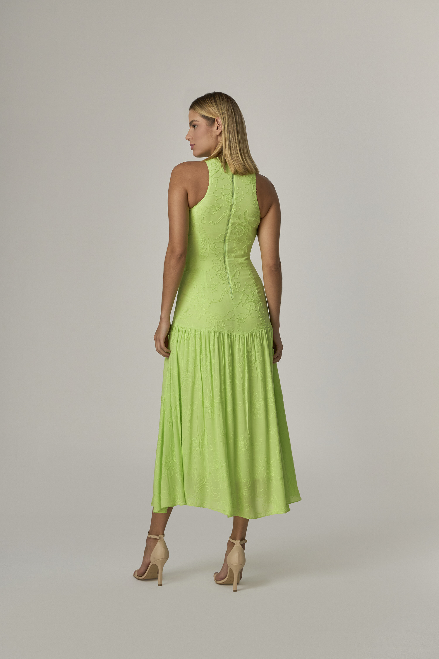 1072912 C VERD Vestido Longo Frente Unica