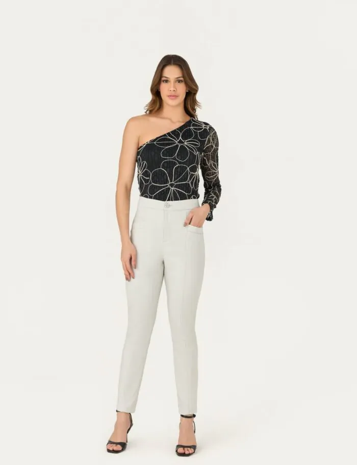 Calca Alfaiataria Com Detalhe Botao