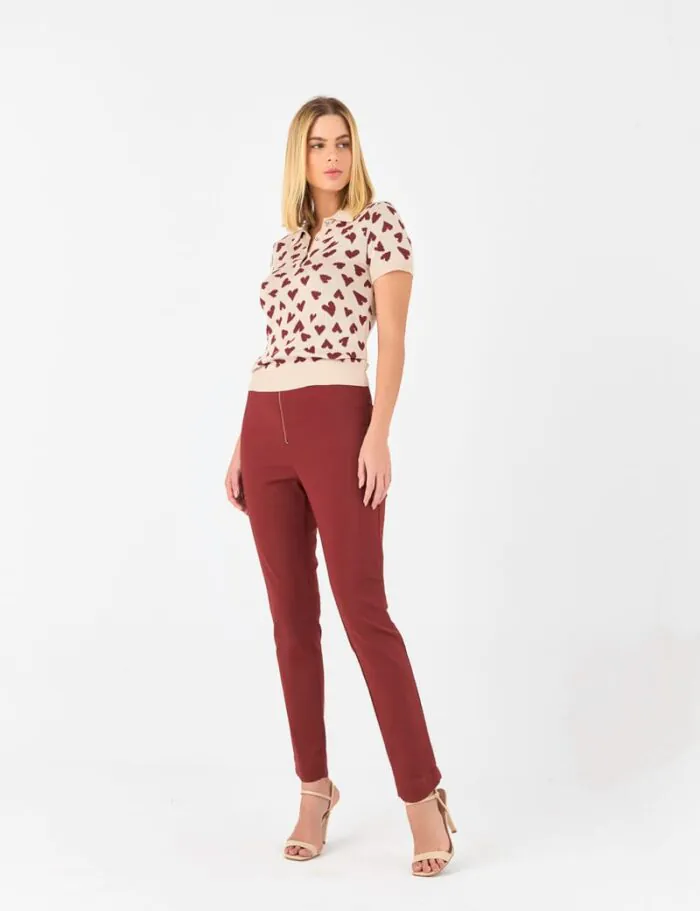 Calca Skinny Com Ziper Puxador Coracao