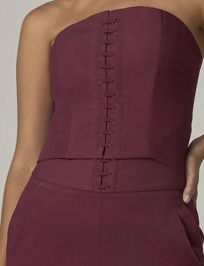 Blusa Cropped Corset Detalhe Ilhos