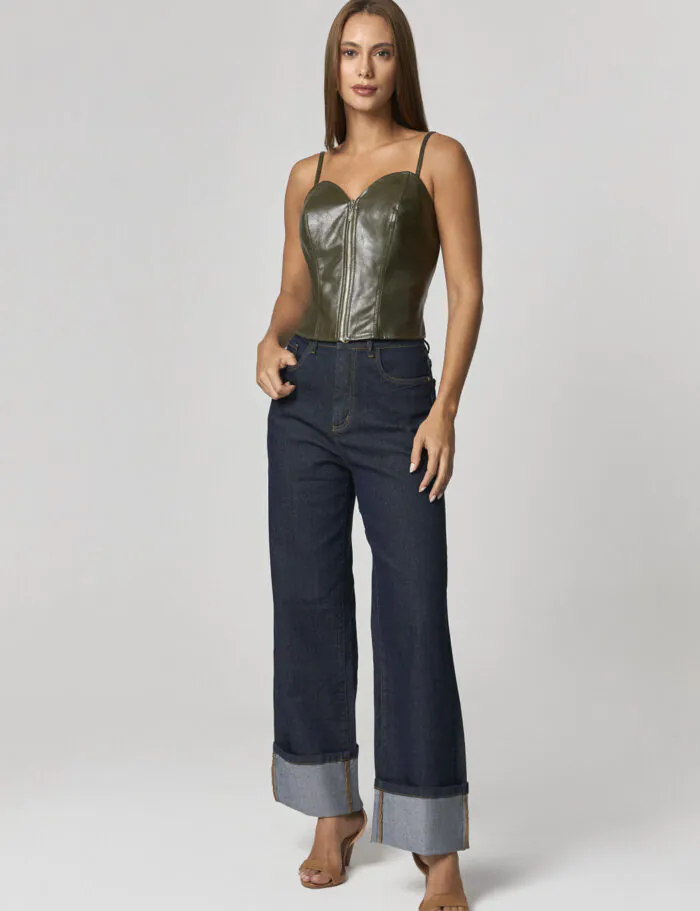 Blusa Corset De Couro