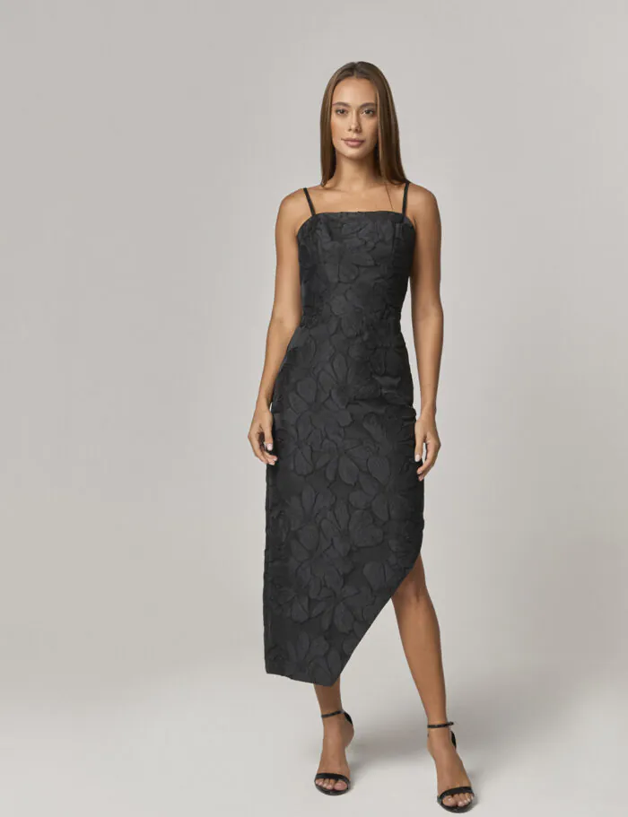 Vestido Midi Com Assimetria