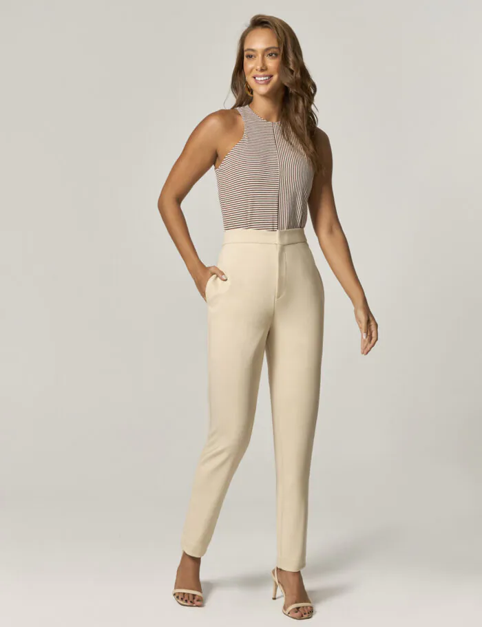 Calca Alfaiataria Com Detalhe Lapelas