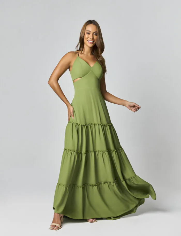 Vestido Longo Com Detalhe Alca