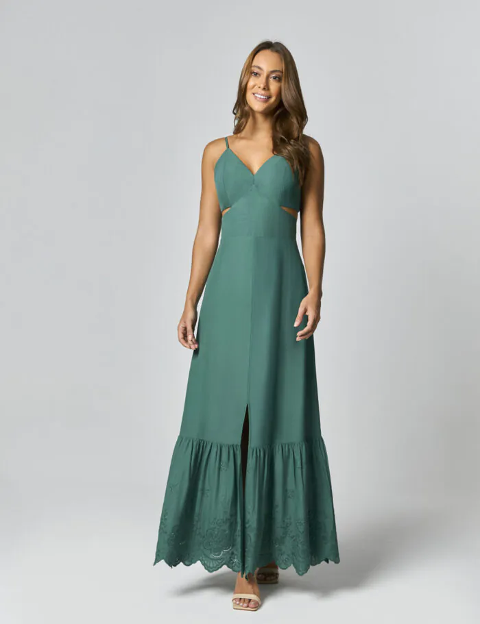 Vestido Longo Com Laise Detalhe Vazado