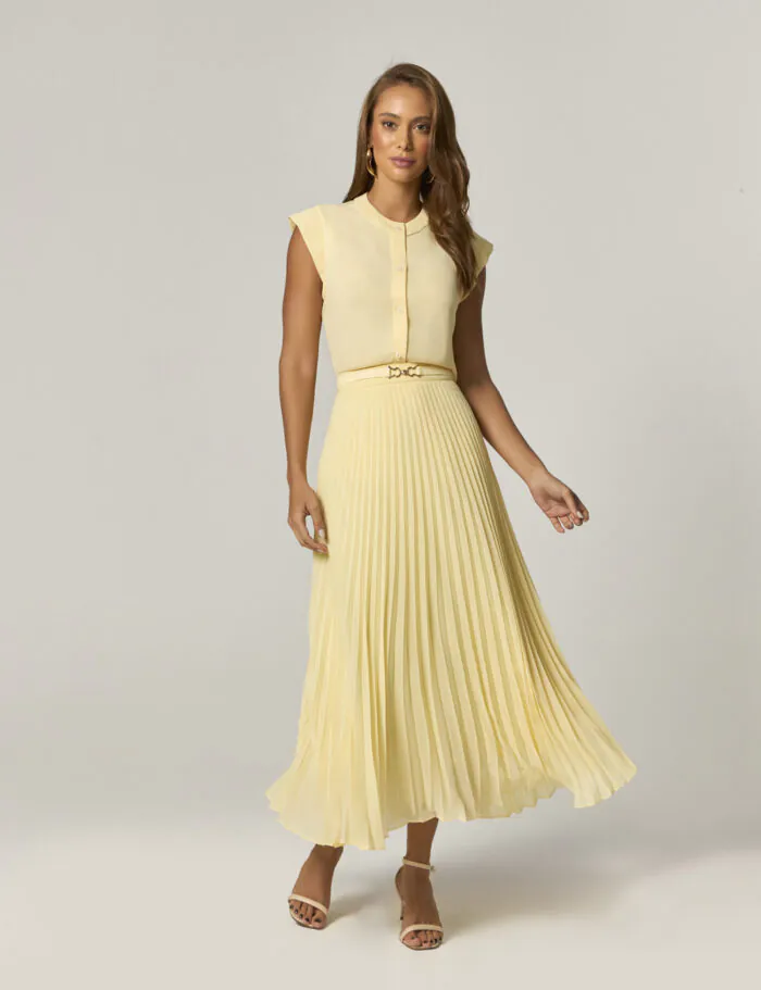 Conjunto Saia E Blusa Com Plissado