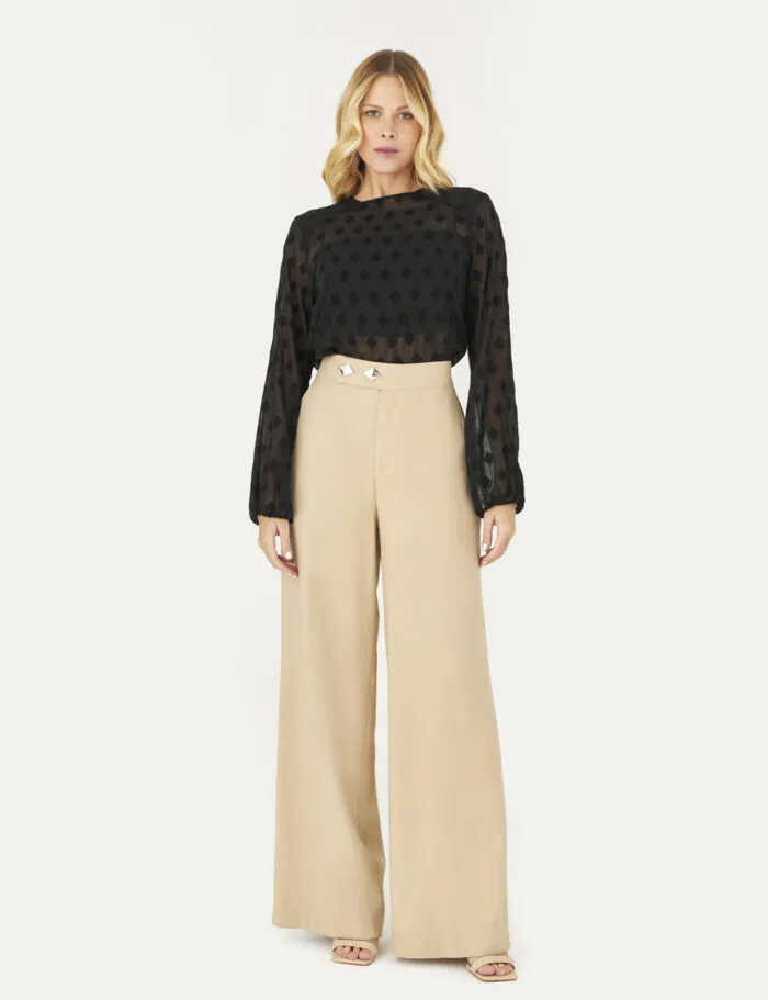 Casual Blusa Com Transparencia