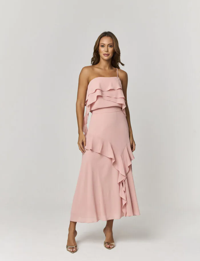 Saia Midi Com Babados