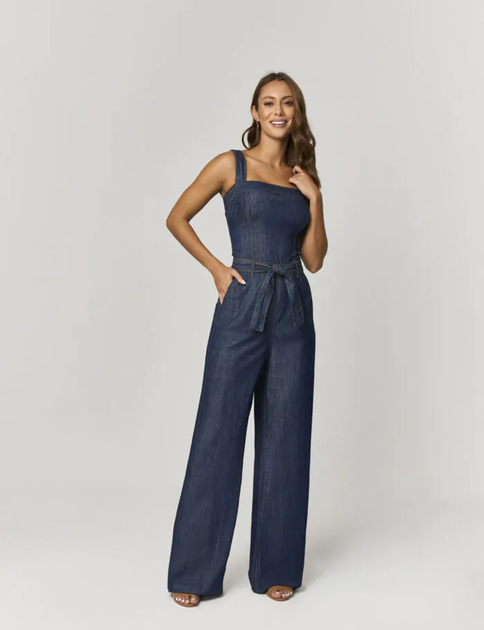 Macacao Jeans Pantalona