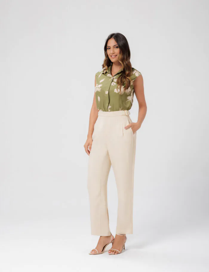 Blusa Camisa Sem Manga Estampada