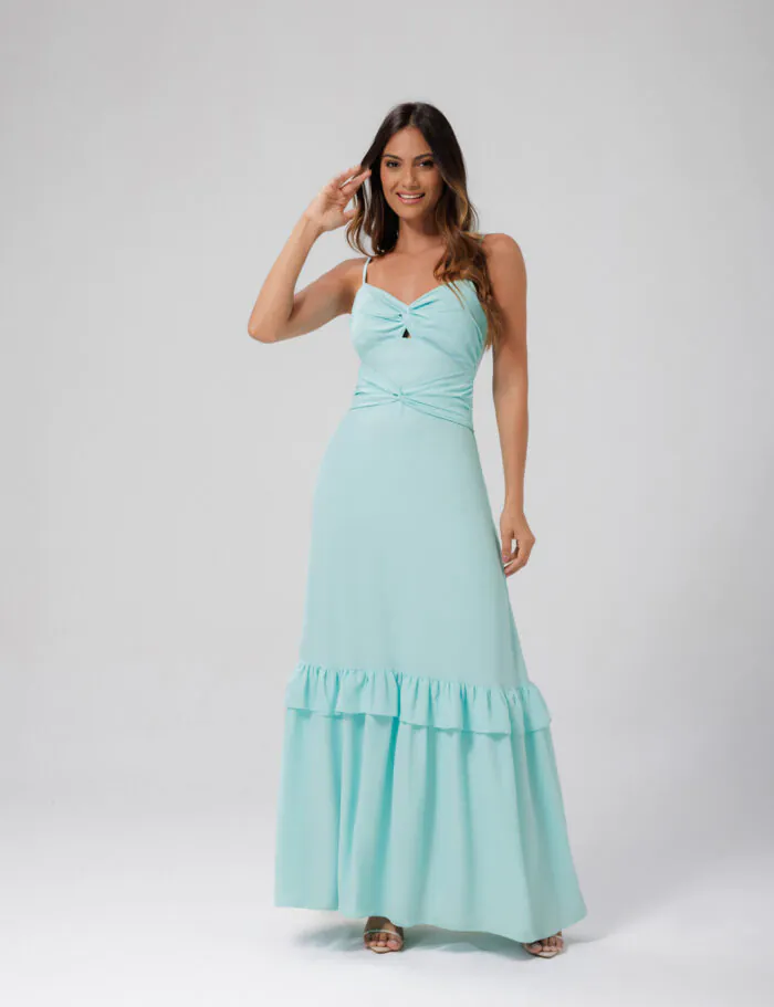 Vestido Longo Com Babado Saia